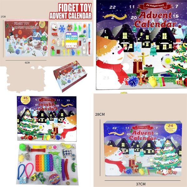 

christmas fidget toys boxes gifts 24pcs set advent calender blind dimple decompression toy push bubbles kids xmas gift