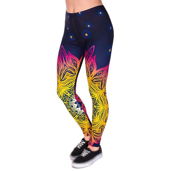

4# leggings women boho beach fitness high-stretch skinny running gym print full long active pants pantalones women's, Black