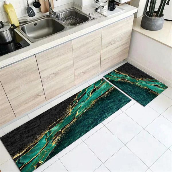 

carpets luxury green marble mat long washable non-slip kitchen rug hallway decor door entrance chair bedroom area