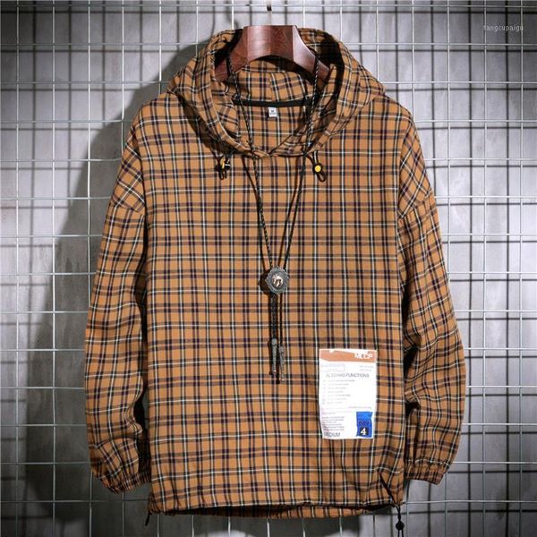 

men's hoodies & sweatshirts plaid printed patchwork pullover men autumn hoody long coffee oversize streetwear hip hop bluza, Black