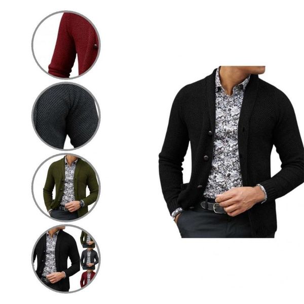 

men's sweaters male turndown collar knitted coat outwear cardigan sweater long sleeve for party, White;black
