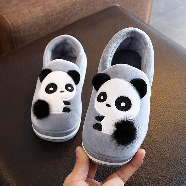 

cotton slippers girls cartoon cute autumn and winter plush slippers, Black;grey