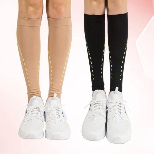 

pairs quick dry leg sleeves breathable calf protector elastic rhombus stripes pattern socks cover for running cycl sports, Black