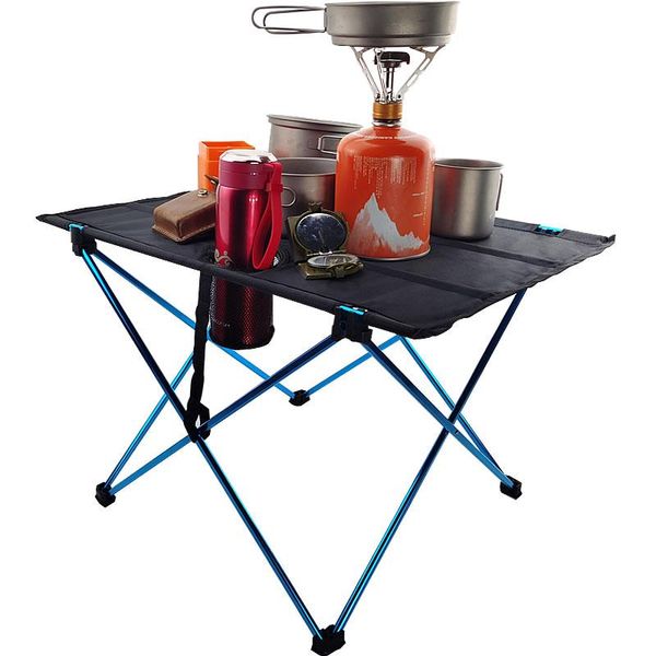 

aluminum alloy ultralight camping fabric folding table, outdoor furniture for picnic, with water cup hole camp