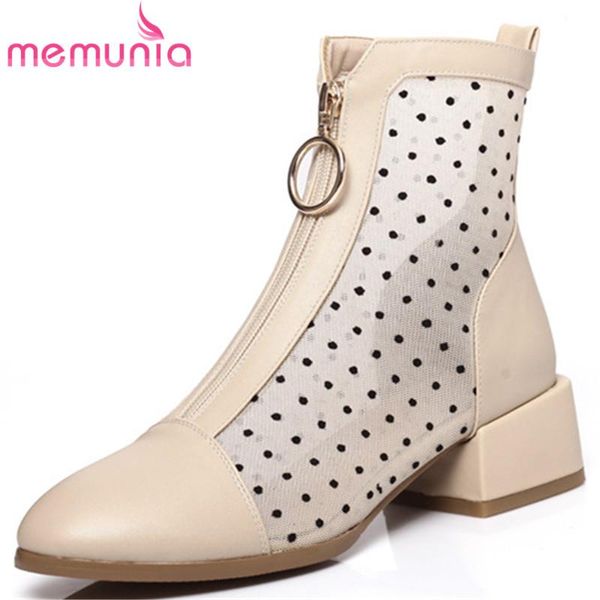 

boots memunia 2021 est ankle women round toe zip low heel casual shoes comfortable fashion summer woman, Black