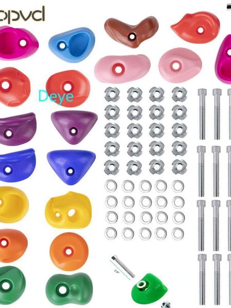 

cords, slings and webbing climbing holds for kids adults, rock - mounting hardware included rocks diy wall1