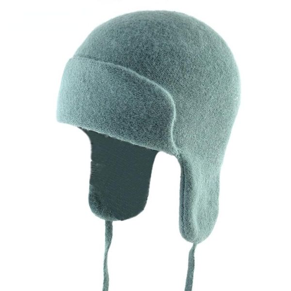 

berets winter hat knitted wool warm trapper women hats russian bomber fake fur casual ear flaps caps for women's bone, Blue;gray