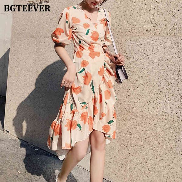

dresses summer print v-neck women irregular ruffles short sleeve female a-line dress chic one-piece lace-up vestidos k4bi, Black;gray