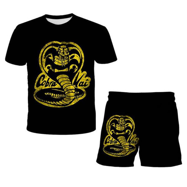 

clothing sets 2021 fashion boys clothes suit snake cobra kai sport animals girls kids for 4-14 age set, White