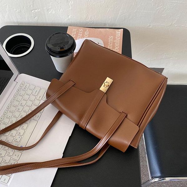 

vintage woman casual totes designer handbags women luxury shoulder bags flap pu big capacity ladies plain hand bag