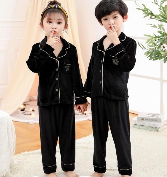 

pajamas children baby clothing set kids gold velvet sleepwear autumn nightwear boys girls animal pyjamas pijamas, Blue;red