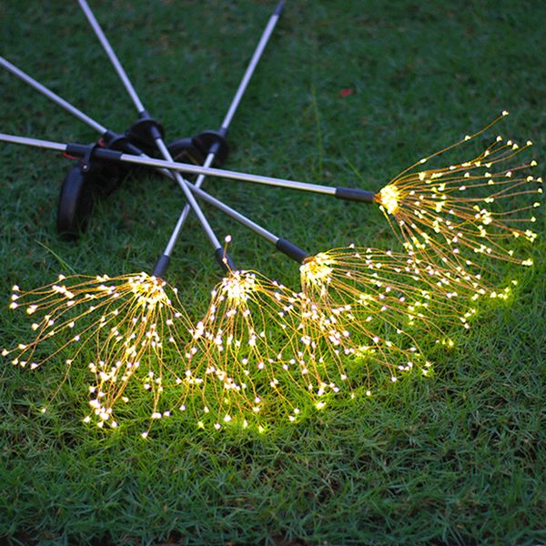 LED Solar Firework Lights String Outdoor DIY DIY 90 120 150 LEDs Garden Lawn Landscape Shine Férias Christmas Light