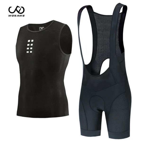 

men breathable cycling mesh layers vest set triathlon bike bicycle ultralight base and strap shorts underwear jersey racing sets, Black;blue