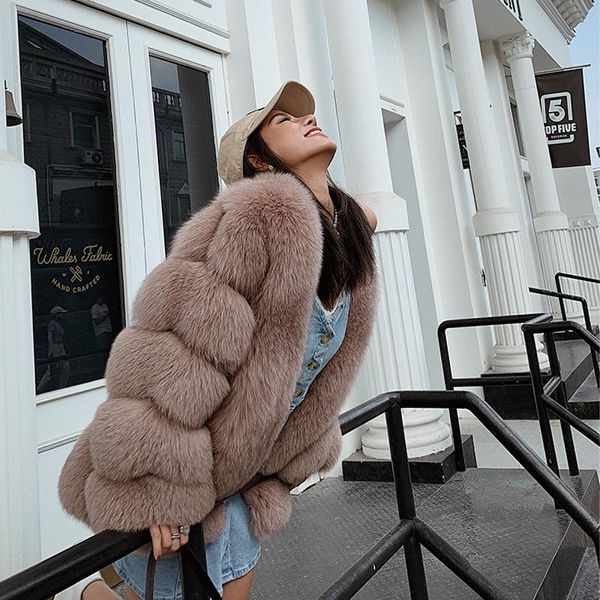 

women's fur & faux women real coat ladies natural jacket genuine, Black