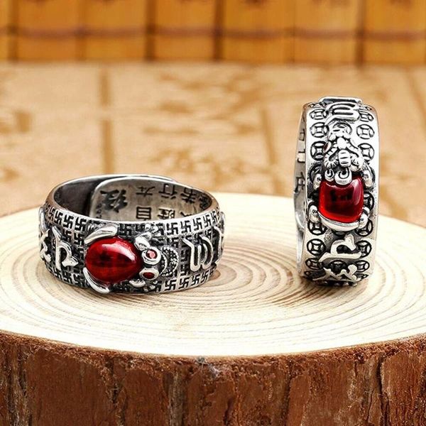

cluster rings pixiu charms feng shui ring amulet protection wealth lucky open adjustable buddhist jewelry for women men gift, Golden;silver