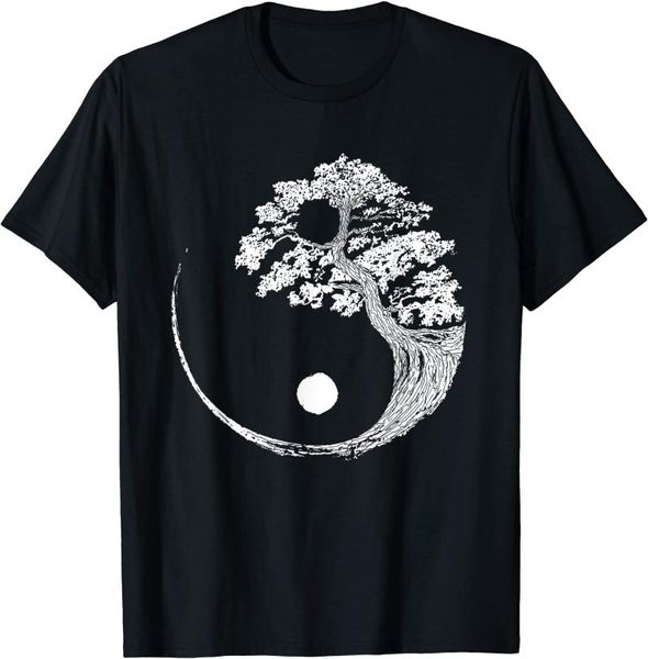 

men's t-shirts summer cotton men t-shirt yin yang bonsai tree japanese buddhist zen o-neck short sleeve clothing s-3xl, White;black