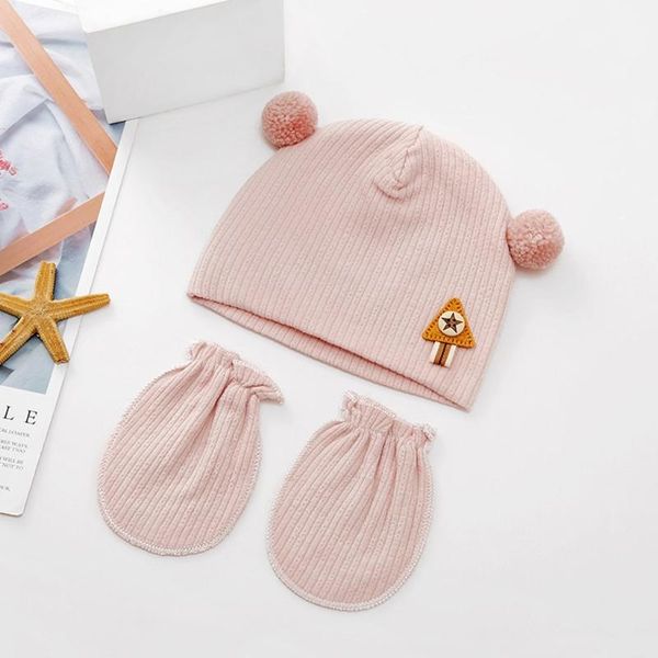 

caps & hats baby anti-scratching gloves hat set soft mittens beanie nightcap kit for infant born pography props, Yellow