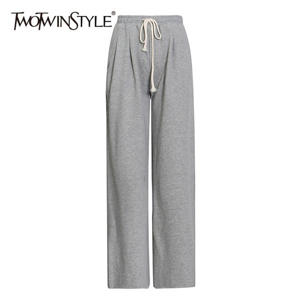 

loose bottom split trouser for women high wasit lace up bowknot casual joker wide leg pants female fashion 210521, Black;white