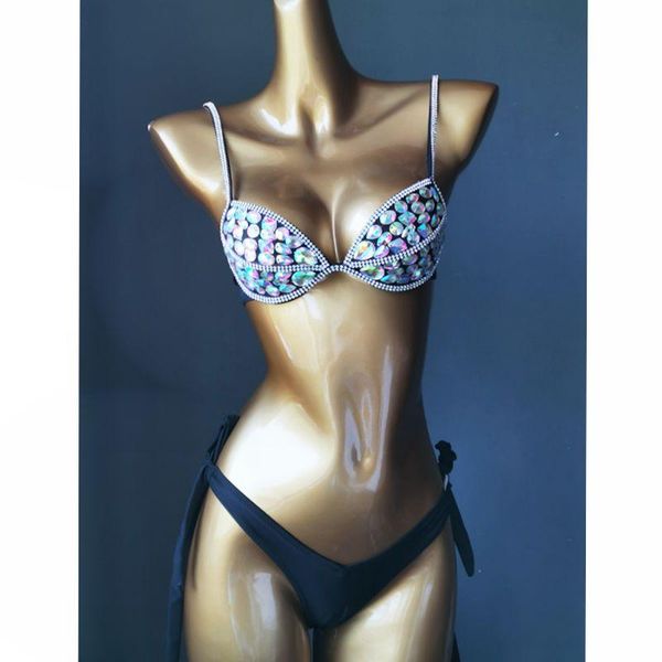 

anibol 2021 est rhinestone triangle bikini luxury crystal diamond women swimwear two pieces swimsuit set one-piece suits