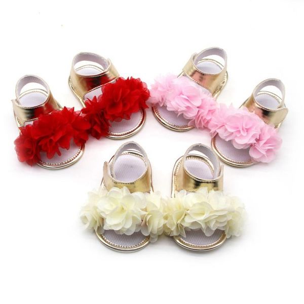 

summer baby girl shoes pu cotton breathable anti-slip flower design toddler soft soled first walkers 0-18m