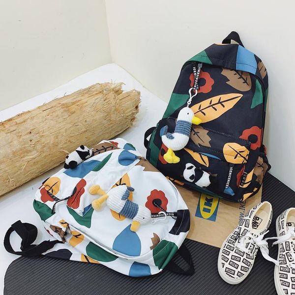 

backpack simple solid color women 2021 waterproof nylon high school bags for teens fashion student female book