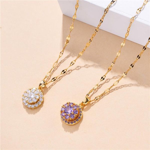 

pendant necklaces luckydays lucky crystal ladies necklace women wedding stainless steel jewelry female party chokers, Silver