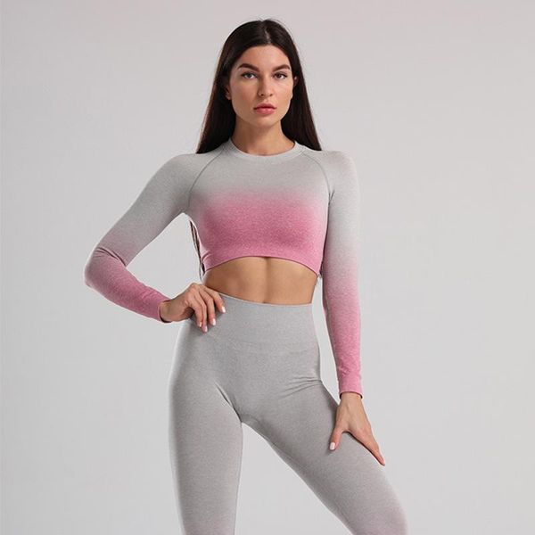 

omber yoga sets women gym suit seamless sport set fitness clothing outfit