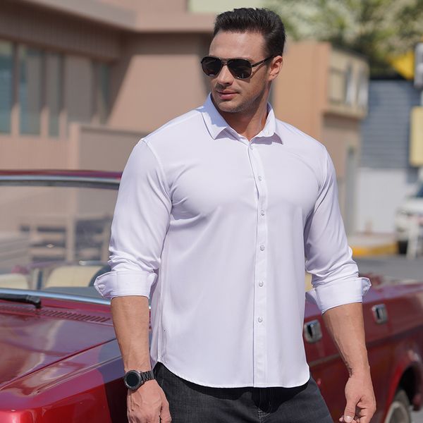 

men's casual shirts formal shirt, work long sleeve, solid color, loose, large size, office, 10xl, 8xl, 7xl, White;black