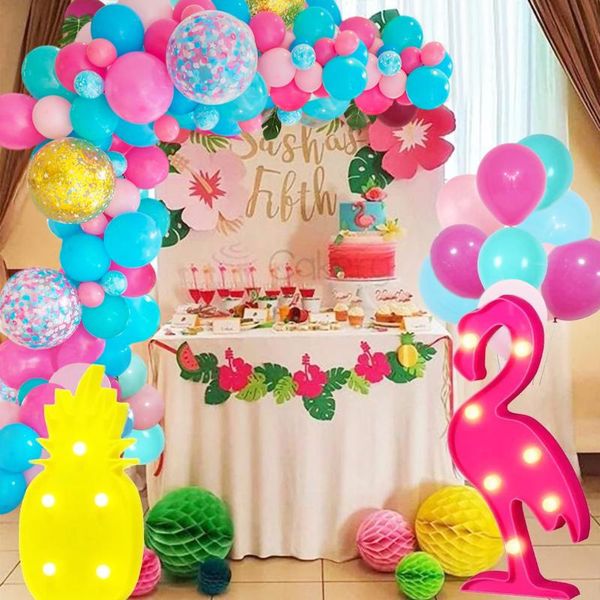 

party decoration tropical hawaiian balloon garland arch kit flamingo confetti balloons summer hawaii wedding birthday deco