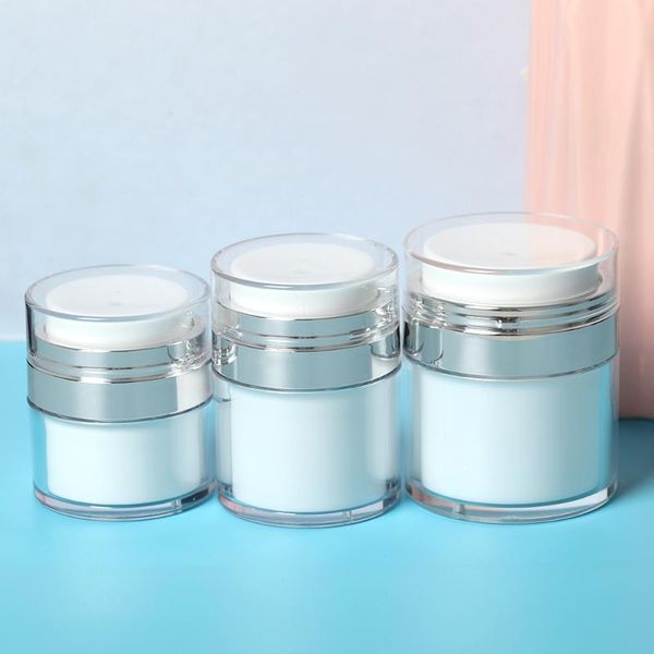 

storage bottles & jars 15/30/50ml airless pump cosmetic jar empty diy lotion face cream refillable sample vials portable travel women makeup