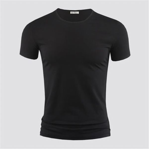 

modal ice silk short-sleeved t-shirt men's summer purple trend bottoming shirt clothes half-sleeved, Black;yellow