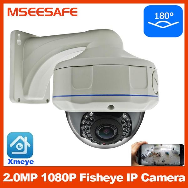 

mseesafe 5mp fisheye ip security high definition 1080p waterproof camera outside 180Â° degree angle view with wall mounting cameras