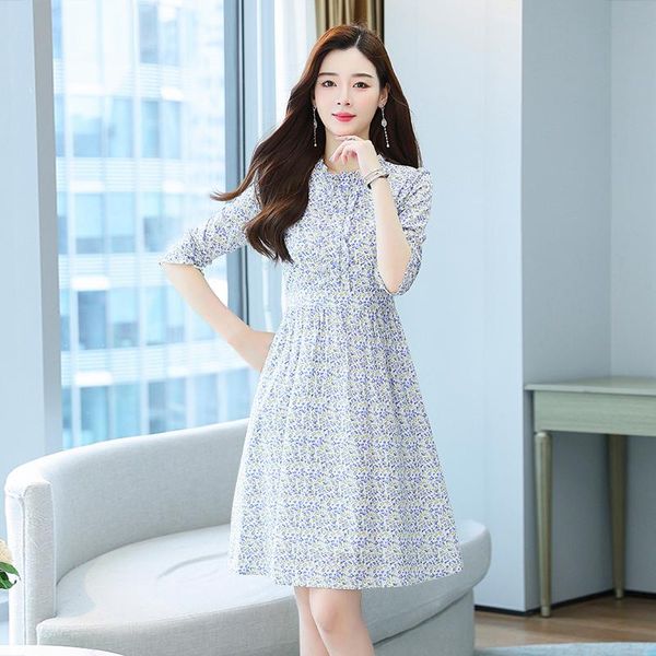 

casual dresses women's clothing floral dress female autumn long-sleeved fairy, Black;gray