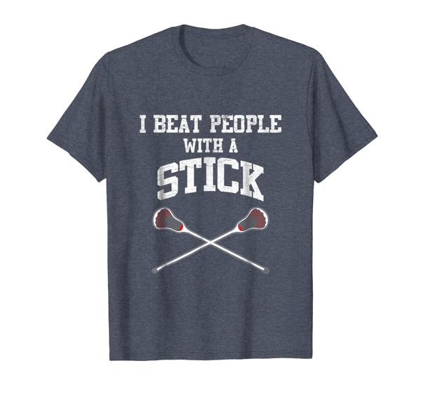 

funny cool i beat people with a stick lacrosse game t shirt, White;black