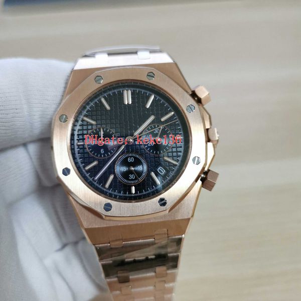 

elling watches men wristwatches 26320or.oo.1220or.01 26320 41mm black dial rose gold stainless vk quartz chronograph working mens watch, Slivery;brown