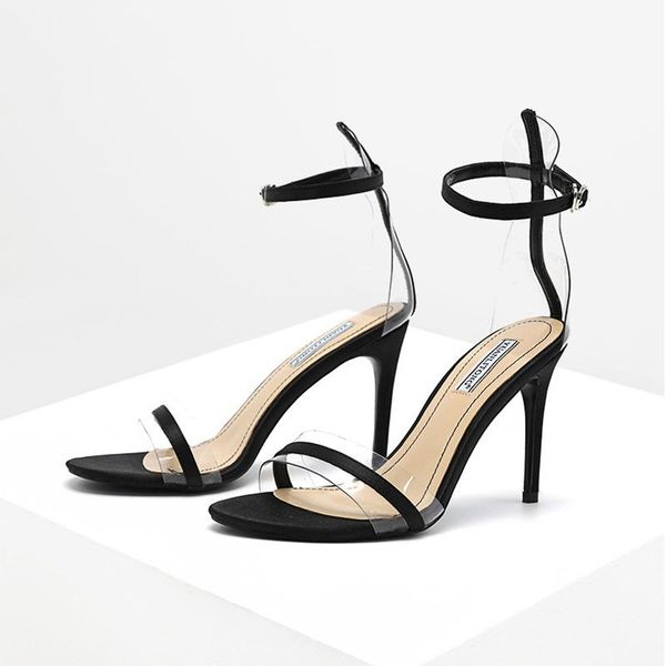 

sandals women high heel shoes 2021 summer style thin female fashion, Black