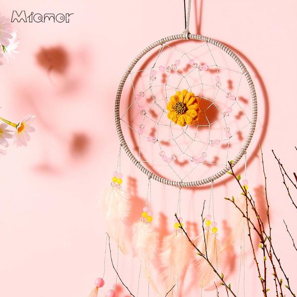 

decorative objects & figurines miamor pink dreamcatcher with yellow flower nursery school kid bedroom wedding home wall hanging decor access