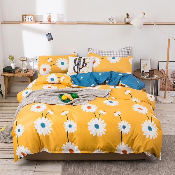

bedding sets stylish simplicity daisy set quilt duvet cover pillowcase cartoon children boys girls flat bed sheet home textile