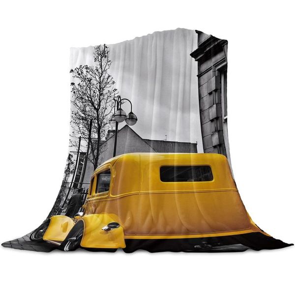 

blankets building house yellow car street home textile blanket cover fleece for sofa bed throw kids adults