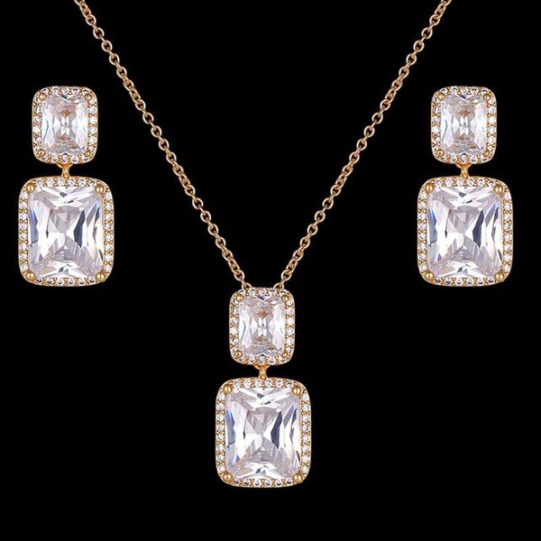 

earrings & necklace zlxgirl classic cubic zircon copper and earring bridal jewelry sets for women nice cgold chain couple accessories, Silver