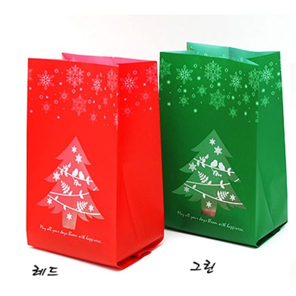 

gift wrap 15c red green frosted christmas tree stand up cookie candy bag