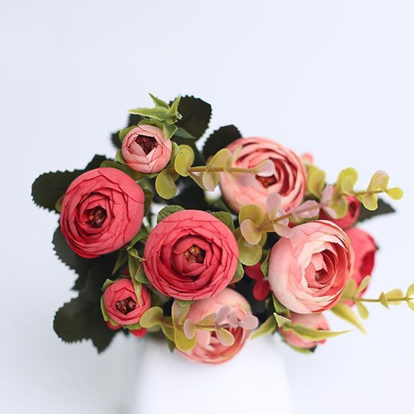 

decorative flowers & wreaths 1pcs 10heads silk artificial tea roses bride bouquet for home wedding year party decoration faux fake flower