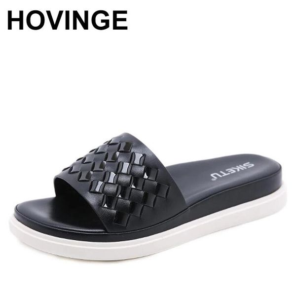 

hovinge 2021 new summer shoes slippers women slip on flip flops outdoor light casual beach slides ladies sandals large size, Black