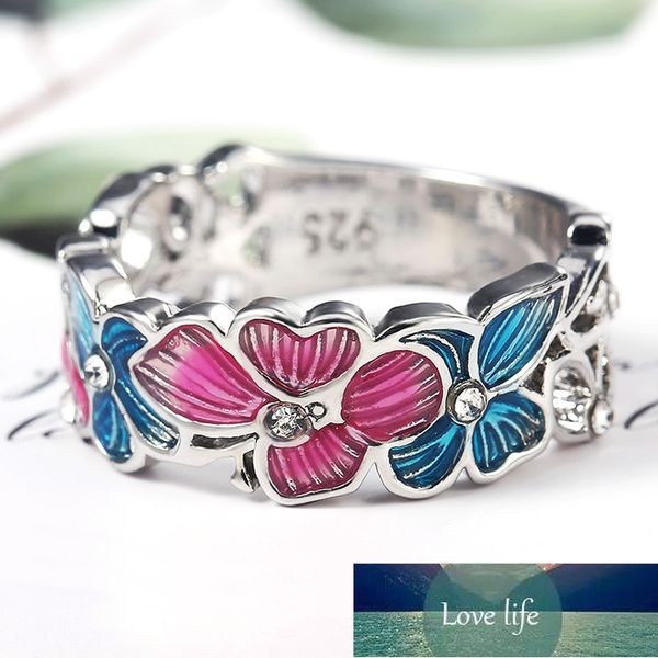 

huitan crystal cz colorful butterfly & flower rings for women fashion dance party girl finger ring romantic gift stylish jewelry, Silver