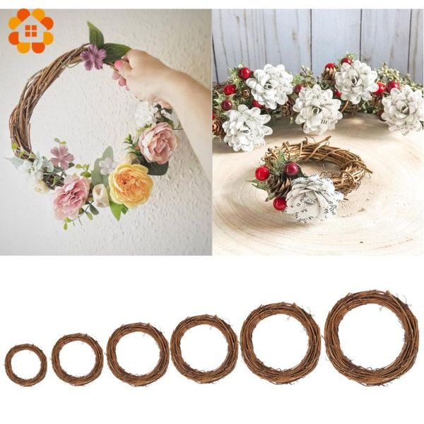 

party decoration 1pcs natural rattan circle easter wreath flower shop diy handmade wedding props home
