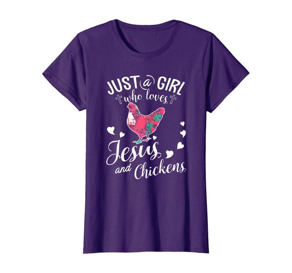 

just a girl who loves jesus and chickens shirt farmer lover, White;black