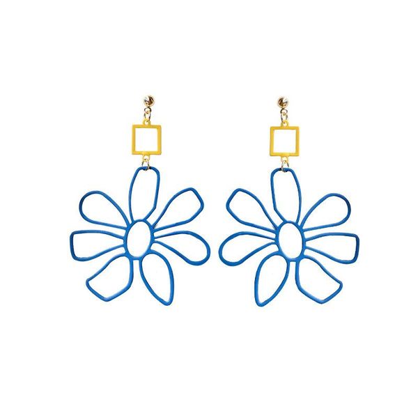 

stud personality versatile fashion pendant earrings summer flower, Golden;silver