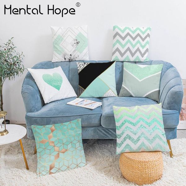 

cushion/decorative pillow geometric print plush cushion cover light green striped decorative living room throw home decor square pillowcase