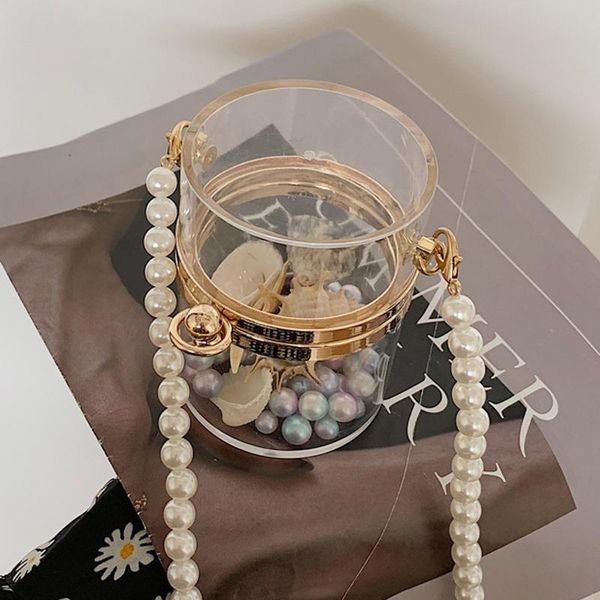 

cross body luxury acrylic pearl shoulder bag 2021 fashion transparent make-up box small crossbody bags