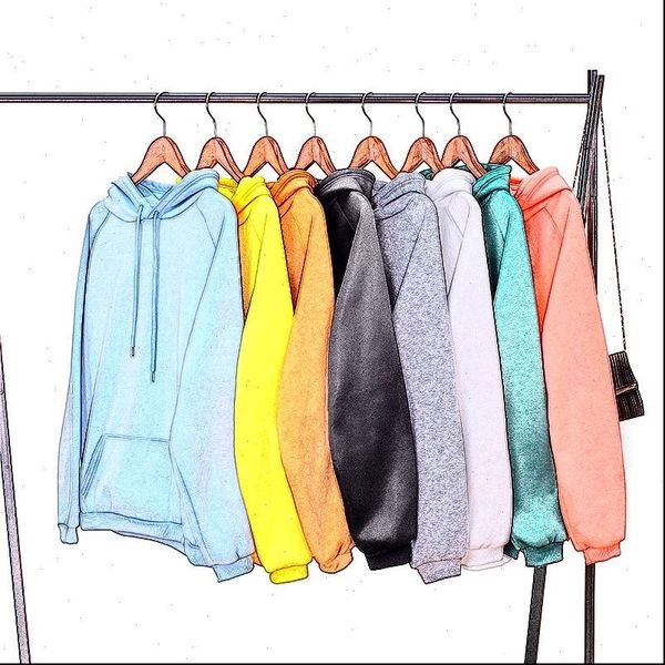 

autumn and winter casual hooded womens sweatshirt long sleeve yellow loose thick coat hoodies aird, Black